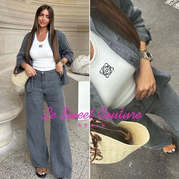 ZARA THE LEAH LINEN FULL LENGTH PANTS WIDE LEG 4786/321 - Picture 5 of 9